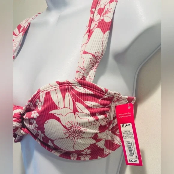 Xhilaration Juniors' Ribbed Knot-Front Bralette Bikini Top Medium Size - Picture 8 of 15